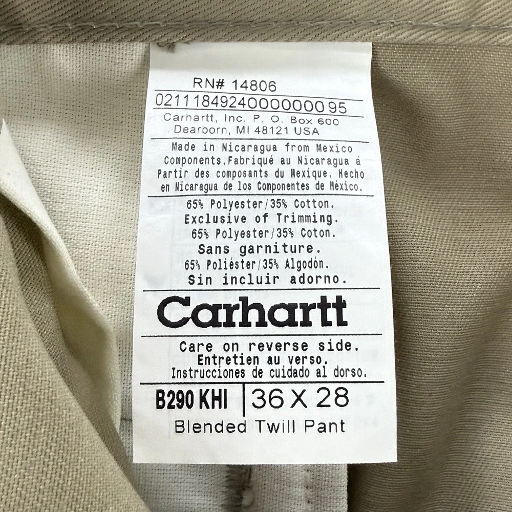 Carhartt B290 Blended Twill Chino Pants Beige Tan Y2K Work Construction Sz 36x28